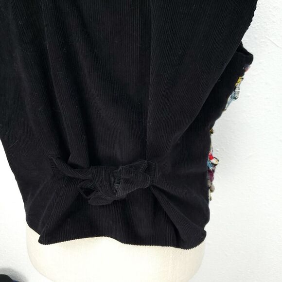 Vintage 70s Funky 90s One Of A Kind Corduroy Textured Knot Patchwork Tuxedo Vest - Picture 6 of 10